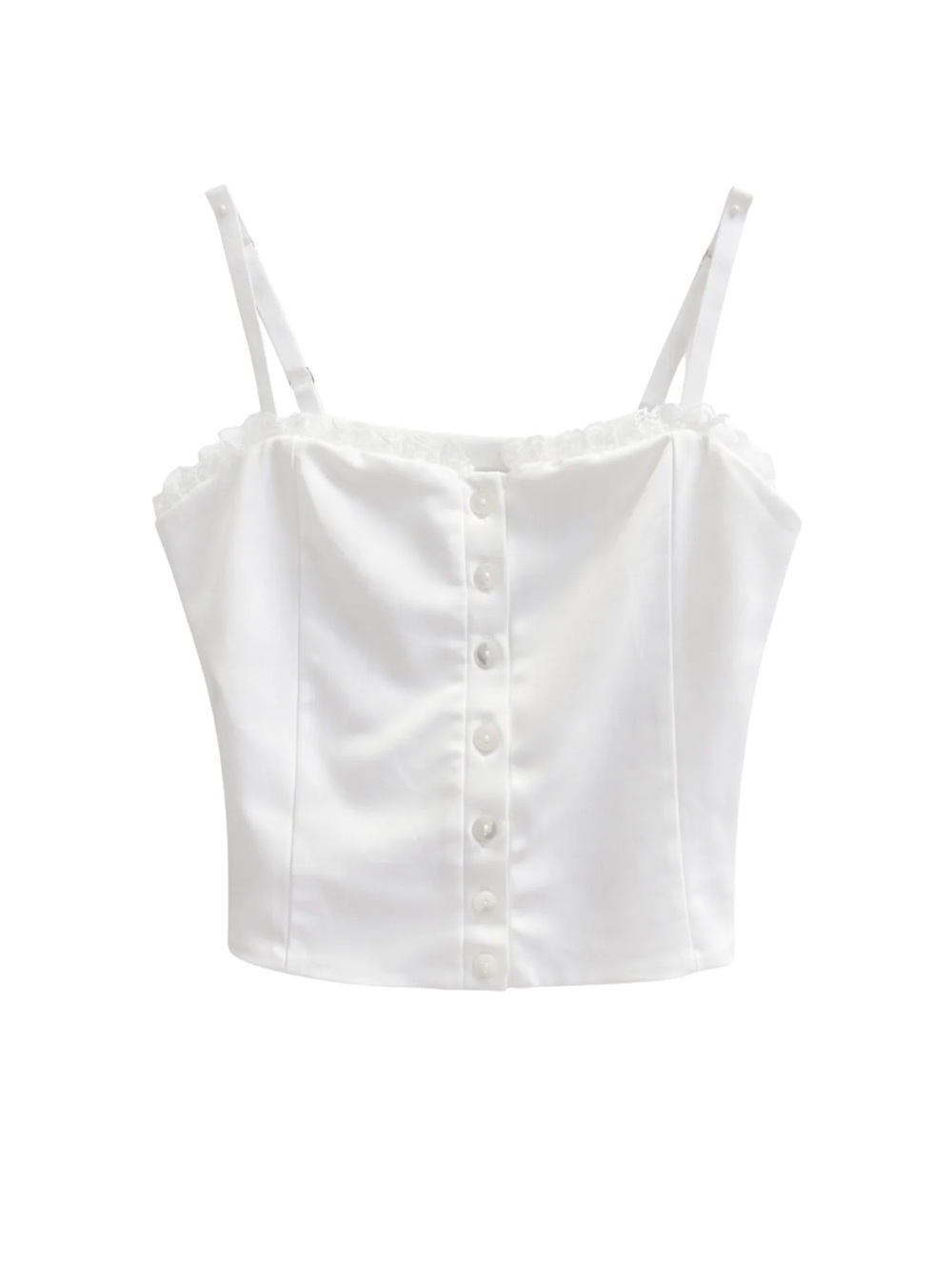 GUESS JEANS White Button-Front Camisole Crop Top Tie Shoulder Small